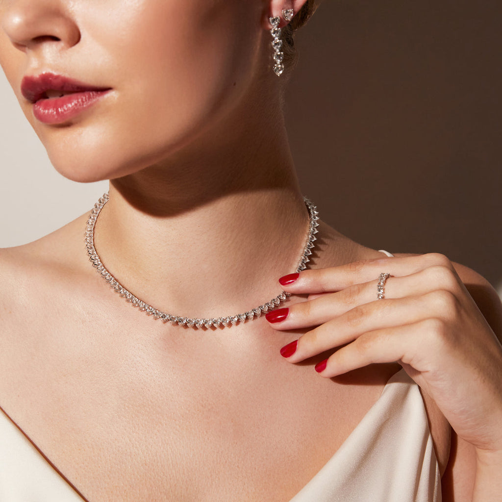 Heart Cut Moissanite Diamond Tennis Necklace