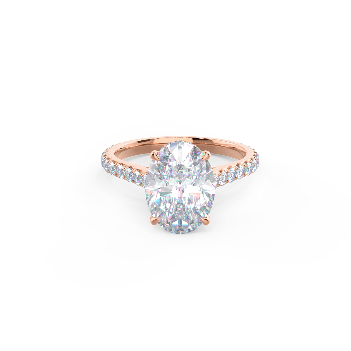 2.50 CT Oval Moissanite Pave Setting Engagement Ring