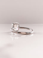 2.0 CT Cushion Moissanite Hidden Halo Pave Setting Engagement Ring