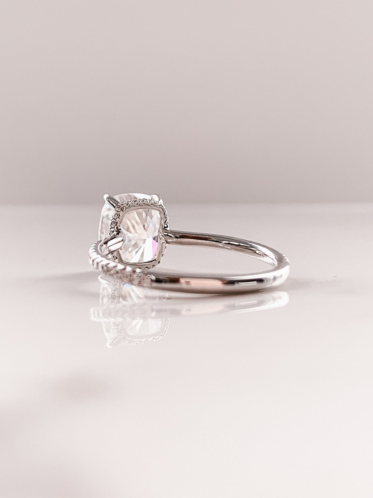 2.0 CT Cushion Moissanite Hidden Halo Pave Setting Engagement Ring