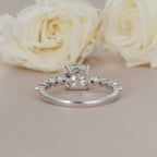 1.0CT Round Brilliant Cut Pave Style Moissanite Engagement Ring