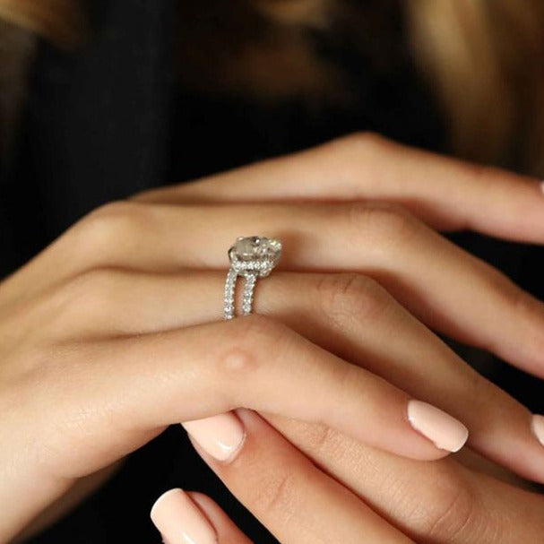 2.50 CT Round Moissanite Pave Setting Engagement Ring