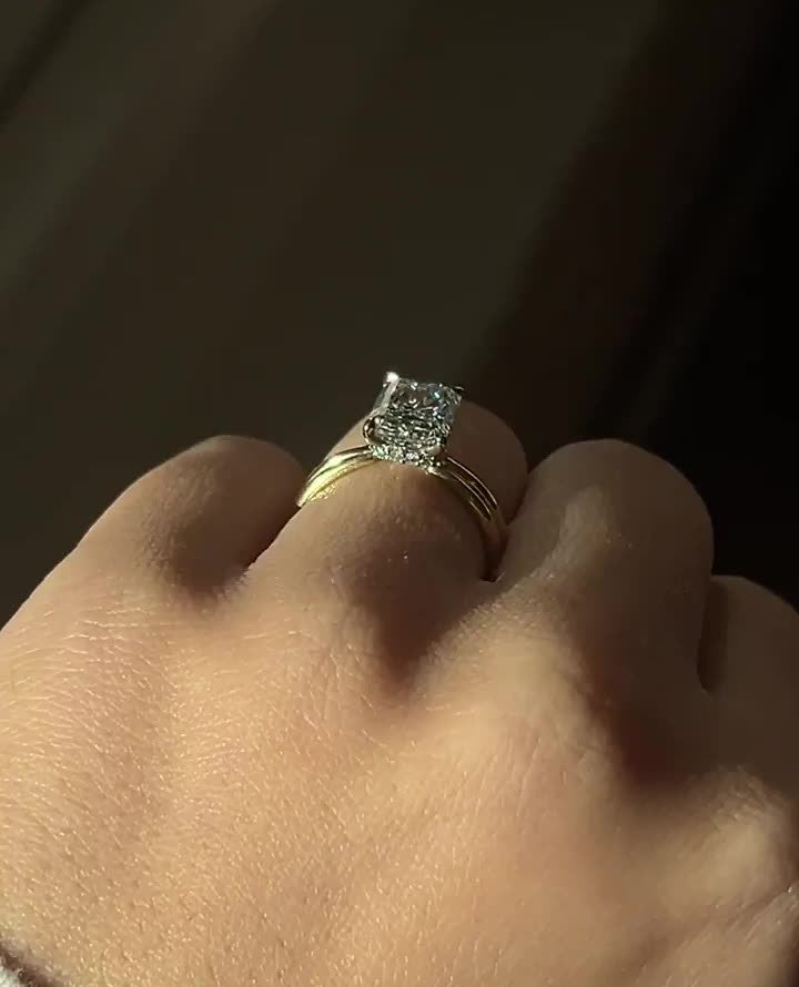 1.0 -3.04 CT Radiant ⁠Cut Lab Grown Diamond Hidden Halo Engagement Ring