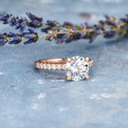 2.0 CT Round Moissanite Pave Setting Engagement Ring