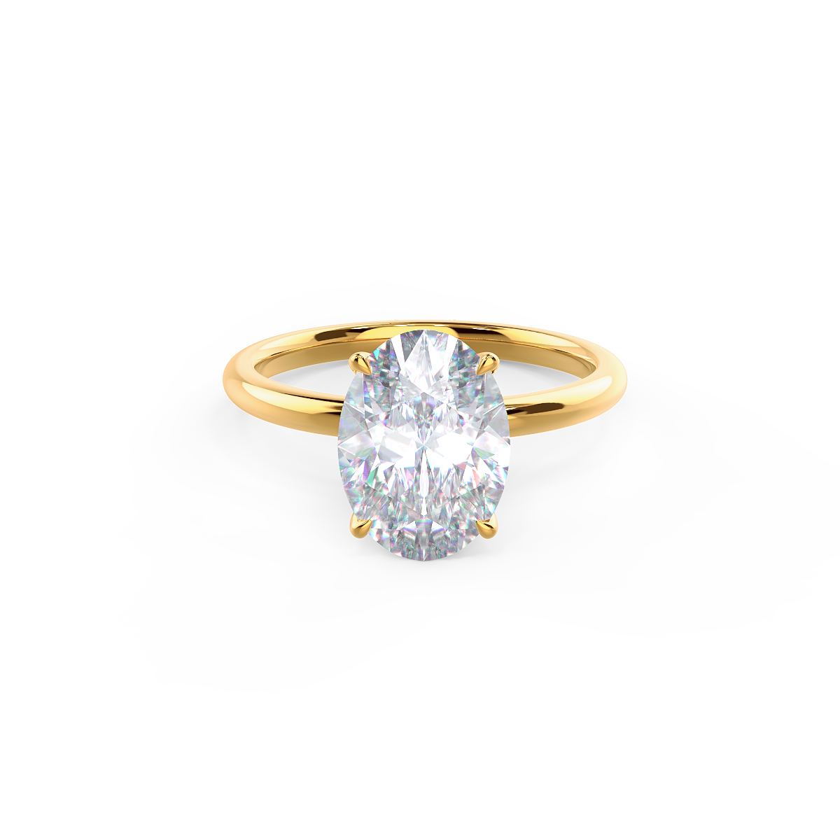 2.0 CT Oval Cut Moissanite Solitaire Setting Engagement Ring