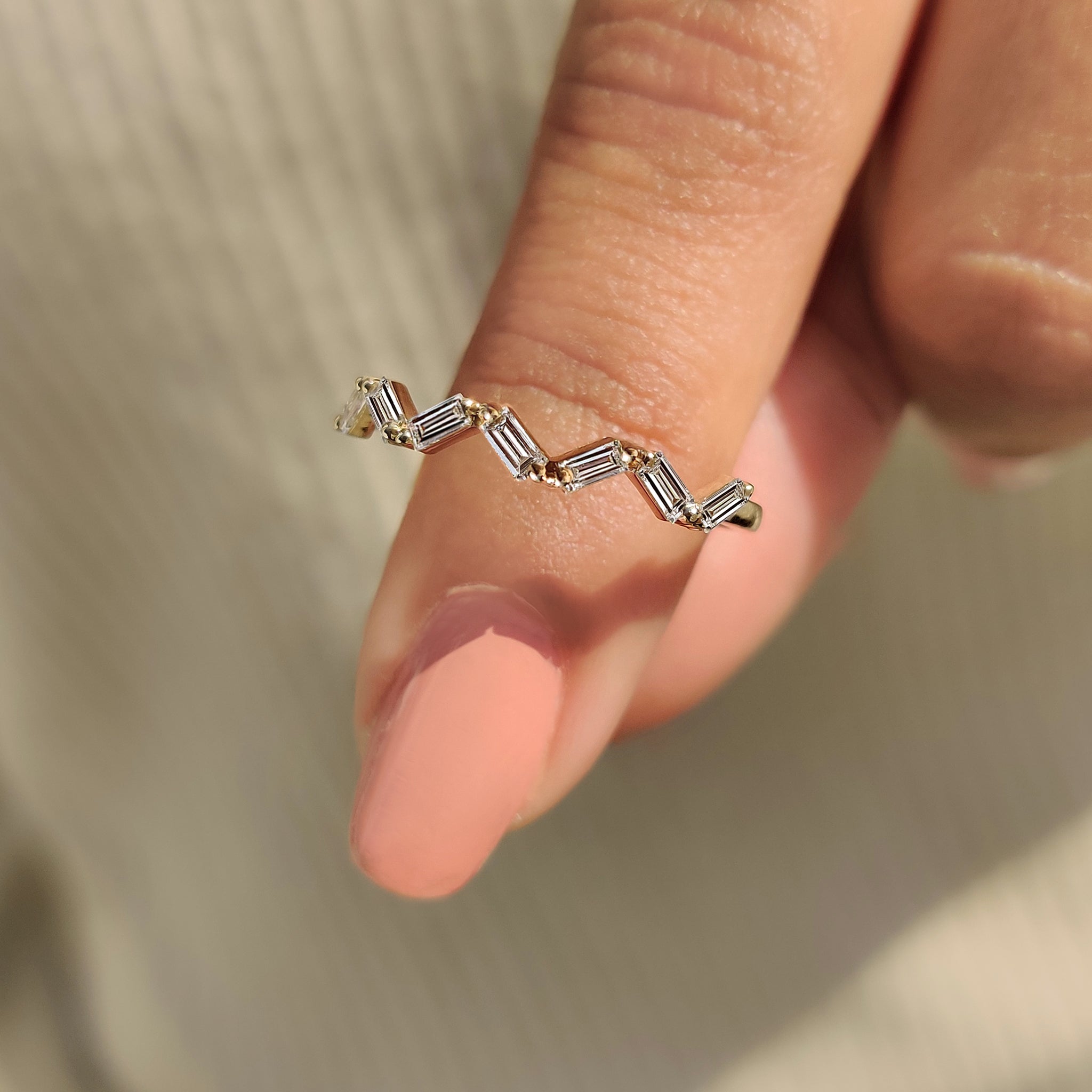 Baguette Cut Wedding Band With Zic Zac Style Secondary image