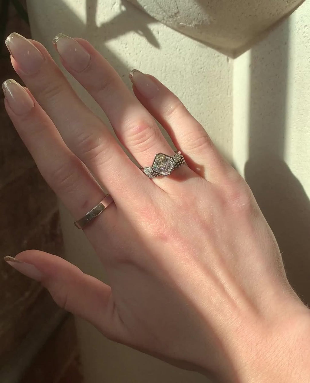 1.50 -3.50  CT Asscher ⁠Cut Lab Grown Diamond Bezel Engagement Ring