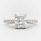 2.0 CT Radiant Cut Moissanite Diamond Pave Setting Engagement Ring