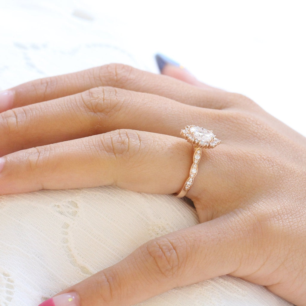 1.50 CT Oval Cut Vintage Halo Style Moissanite Engagement Ring
