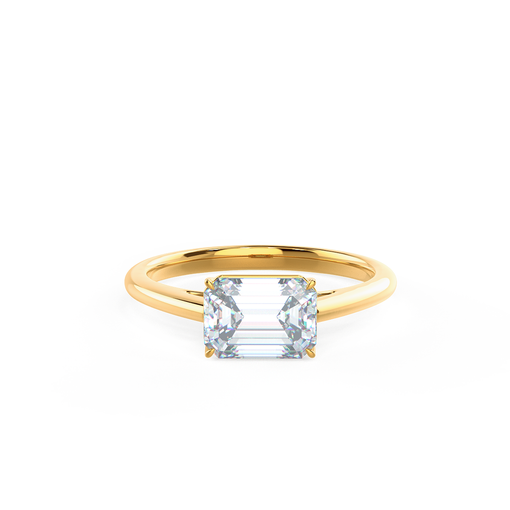 1.75 CT East-West Emerald Cut Moissanite Solitaire Engagement Ring