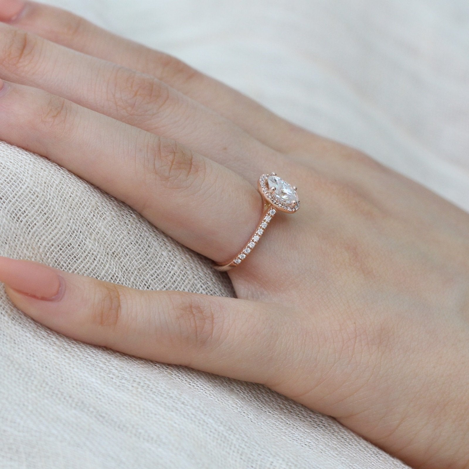 1.50 CT Oval Cut Halo Style Moissanite Engagement Ring