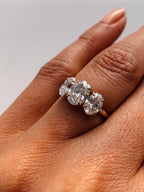 3.0 CT Oval Moissanite Three Stones Engagement Ring
