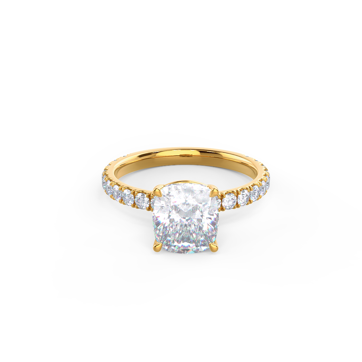 2.50 CT Cushion Moissanite Pave Setting Engagement Ring