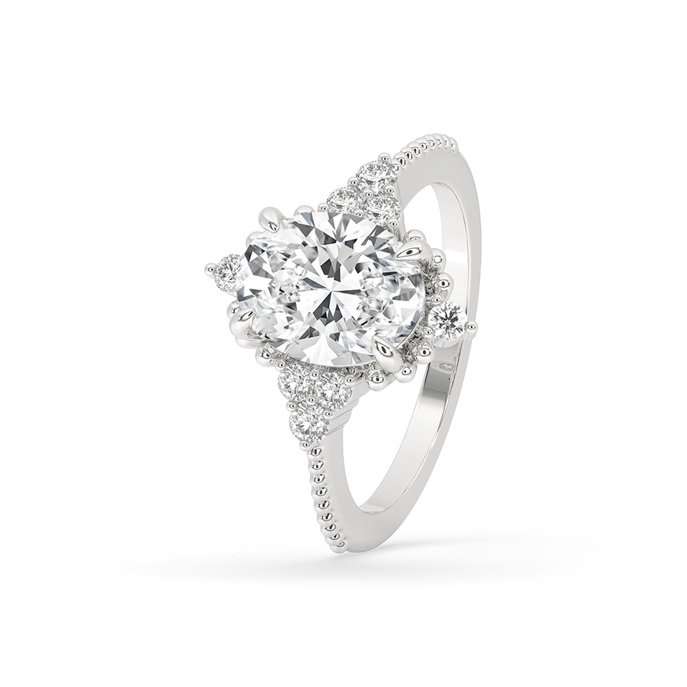 Oval Diamond Ring With Round Side Stone Secondary image