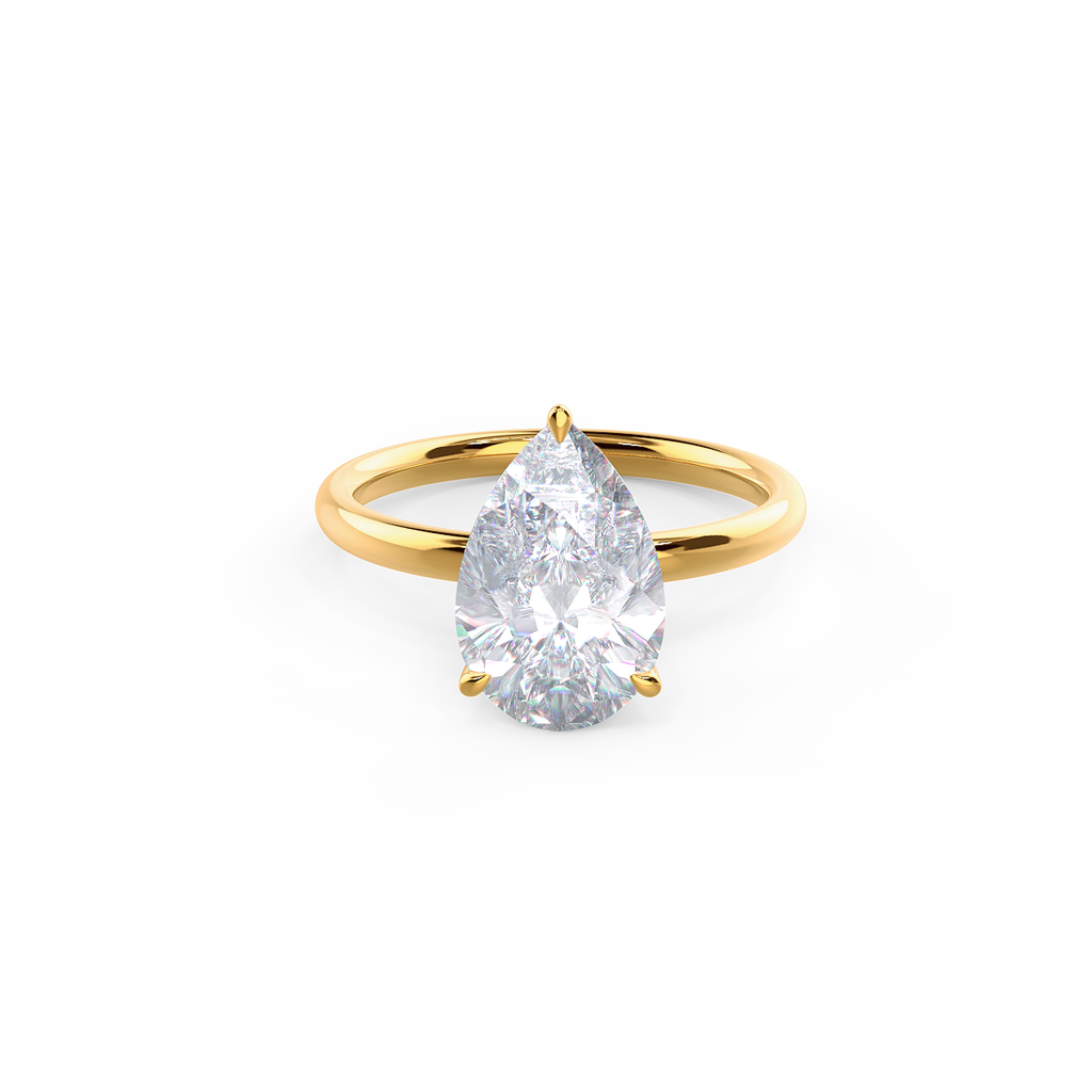 2.0 CT Pear Cut Moissanite Solitaire Engagement Ring