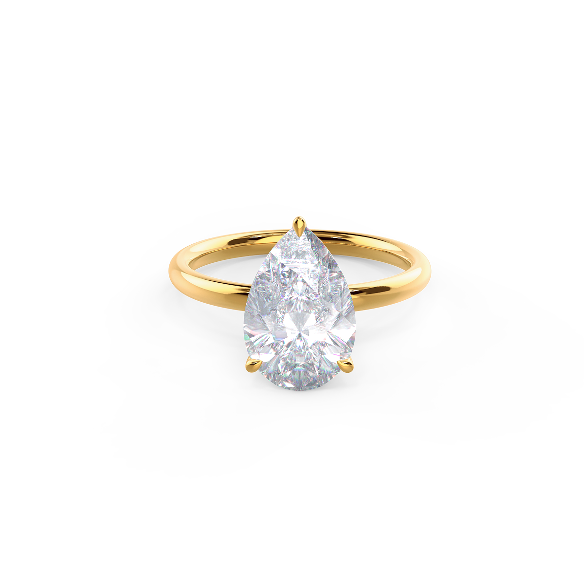 2.0 CT Pear Cut Moissanite Solitaire Engagement Ring