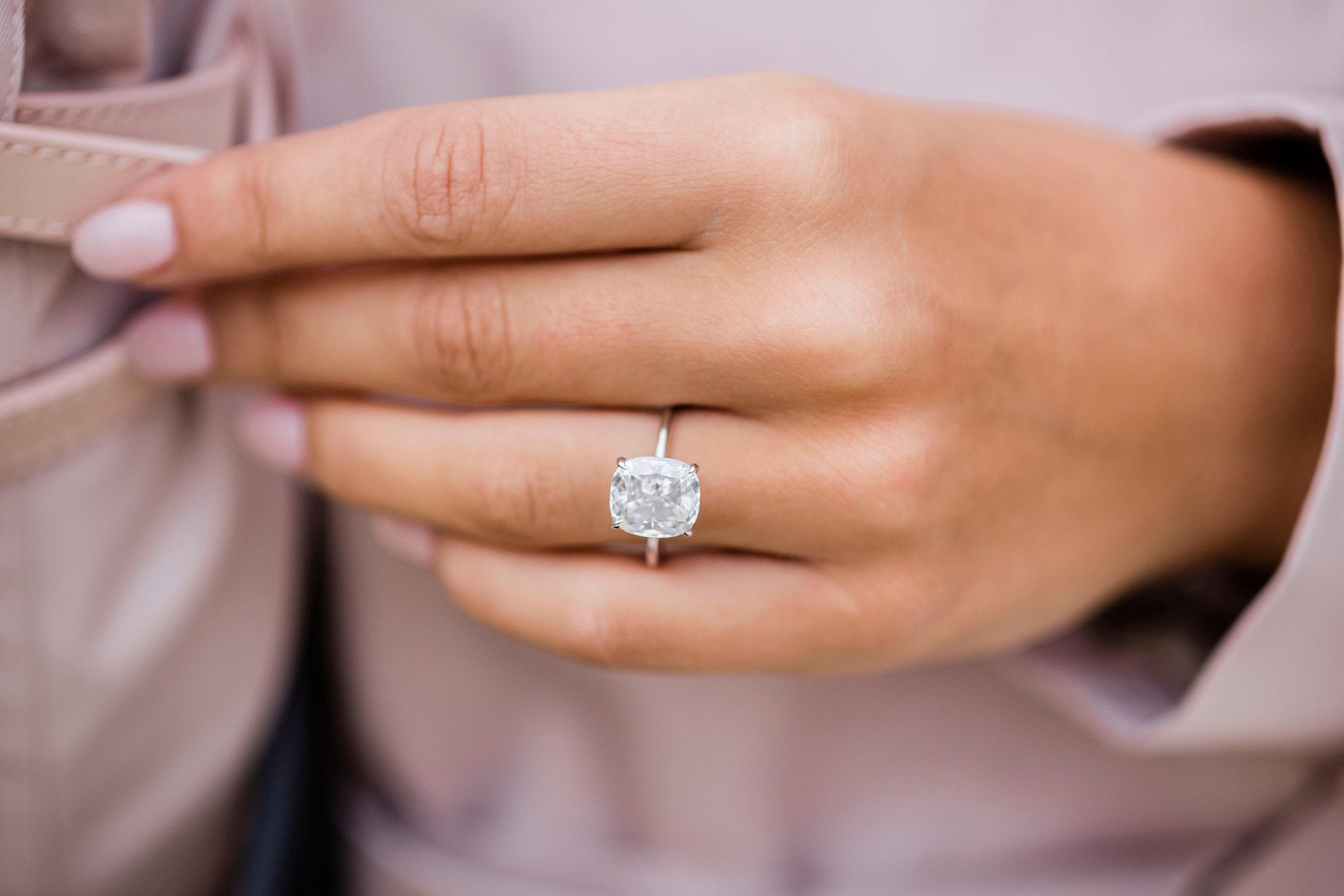 4.50 CT Cushion Cut Moissanite Solitaire Engagement Ring