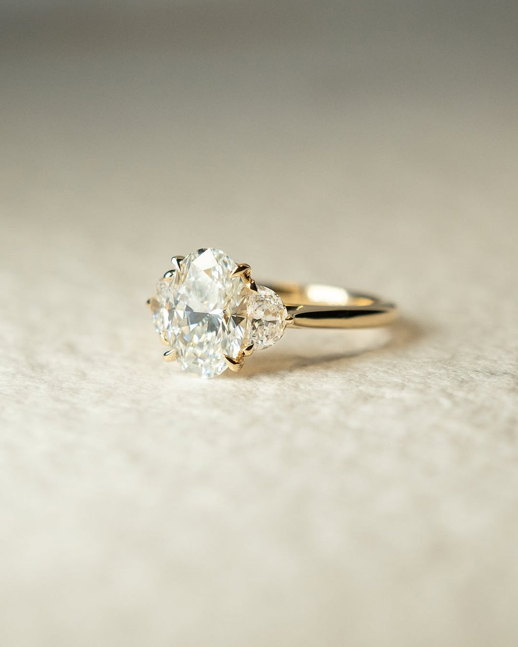 1.0-2.0 CT Oval ⁠Cut Lab Grown Diamond Three Stone Engagement Ring