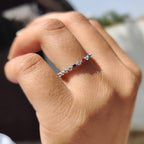 3/4 Eternity Wedding band With Minimalist Birthstone