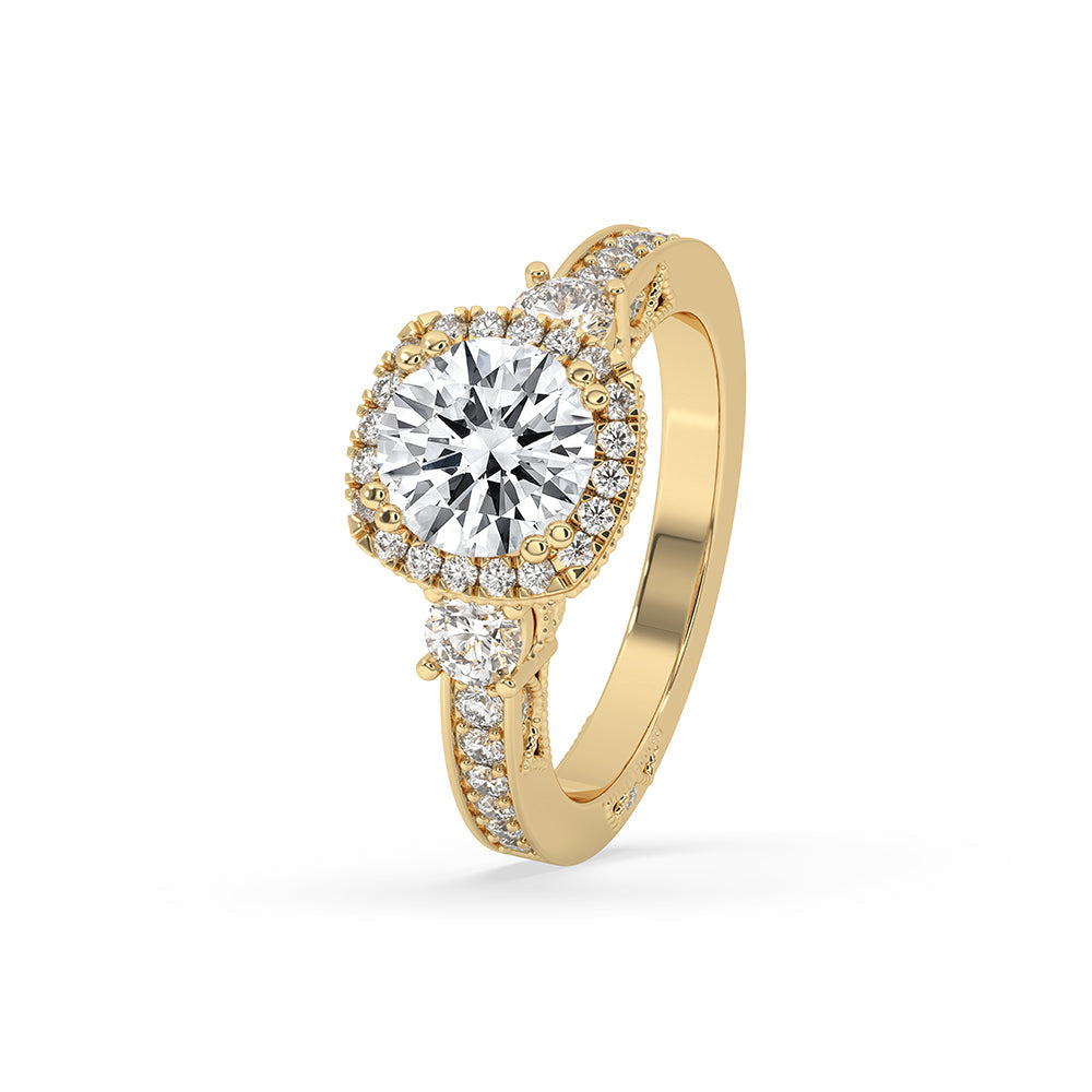 Art Deco Round Halo Engagement Ring Secondary image