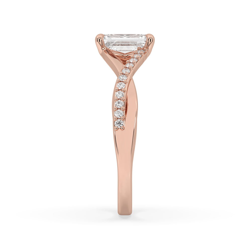 Twisted engagement ring - Emerald Cut Diamond