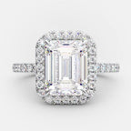 3.0 CT Emerald Moissanite Halo Setting Engagement Ring