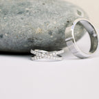 0.50 TCW Round Brilliant Cut Criss Cross Style Moissanite Wedding Band