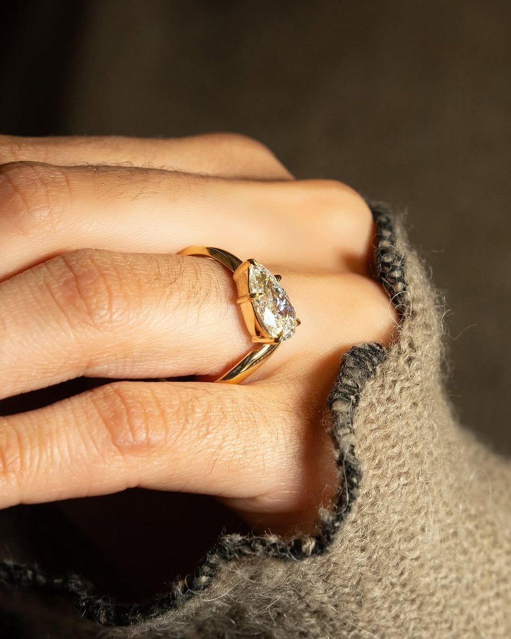 1.0-3.0 CT Pear ⁠Cut Lab Grown Diamond Unique  Engagement Ring
