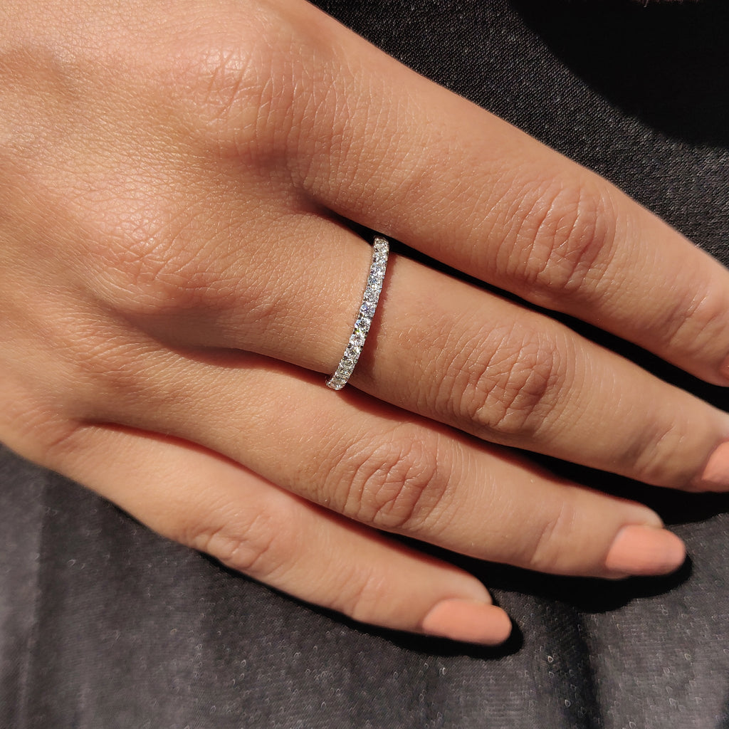 White Gold Eternity Band With Round Moissanite