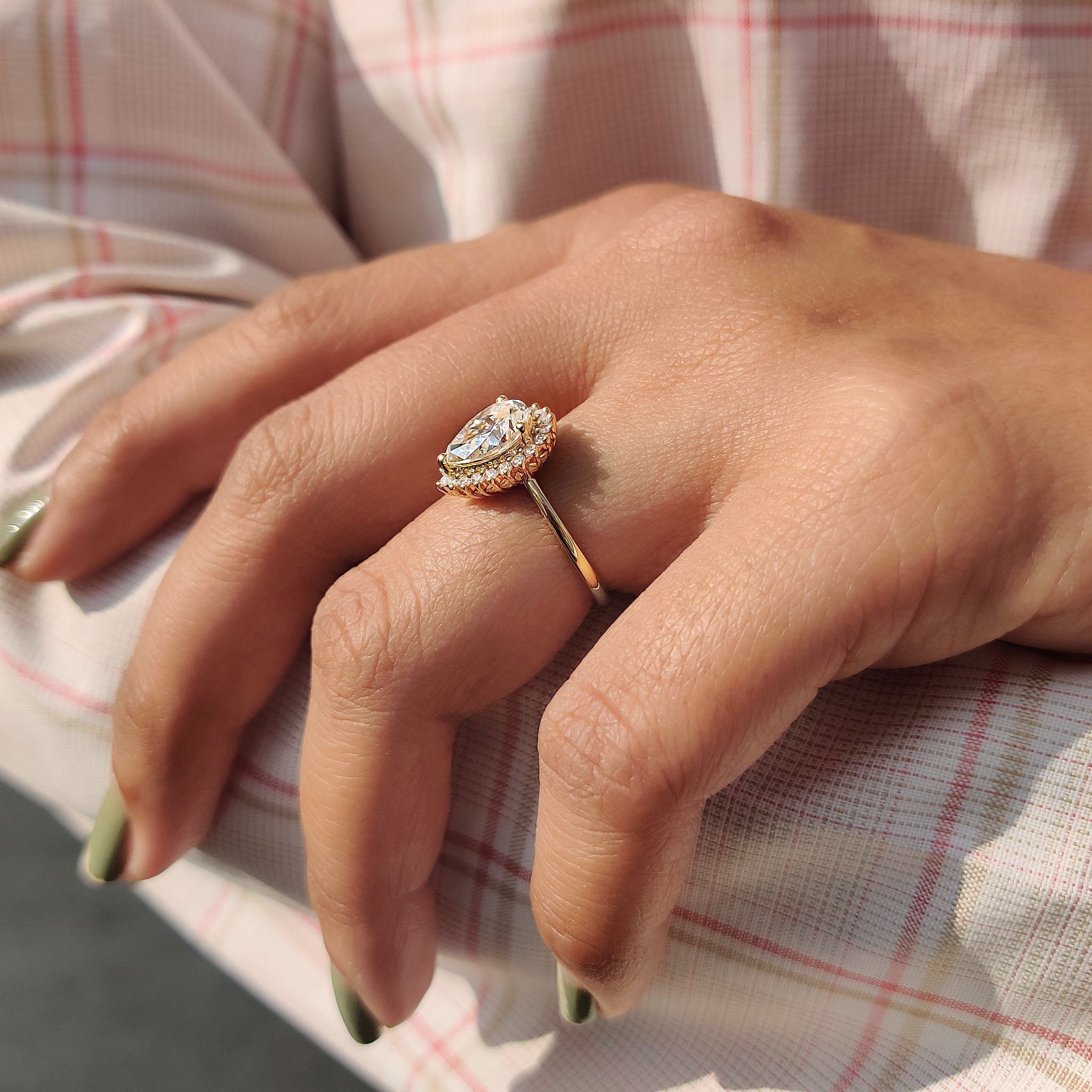 Pear Cut Engagement Ring With Halo Setting