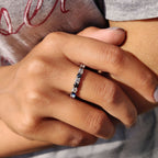 Round Cut Moissanite White Gold Wedding Band