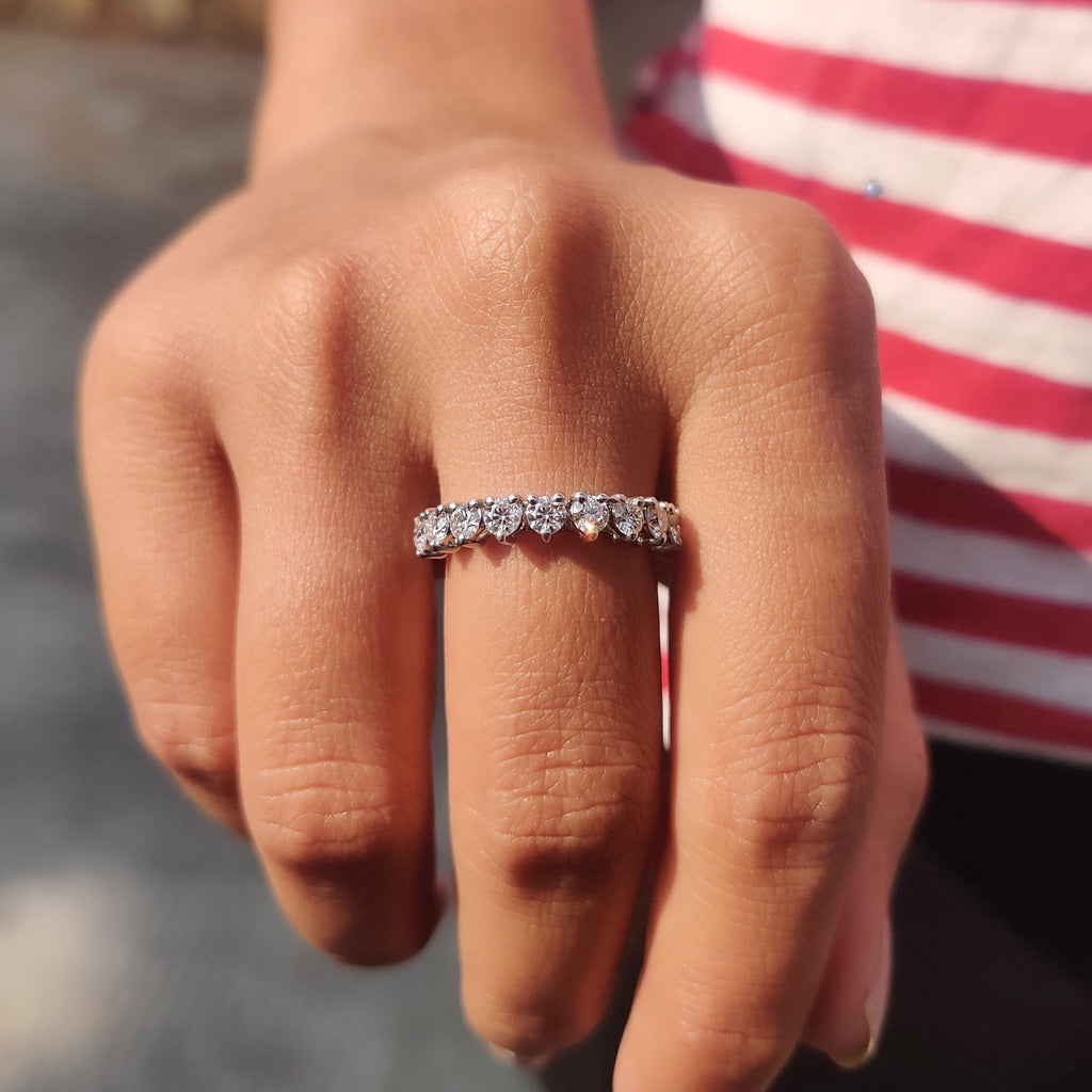 Moissanite Half Eternity Band With Round Cut