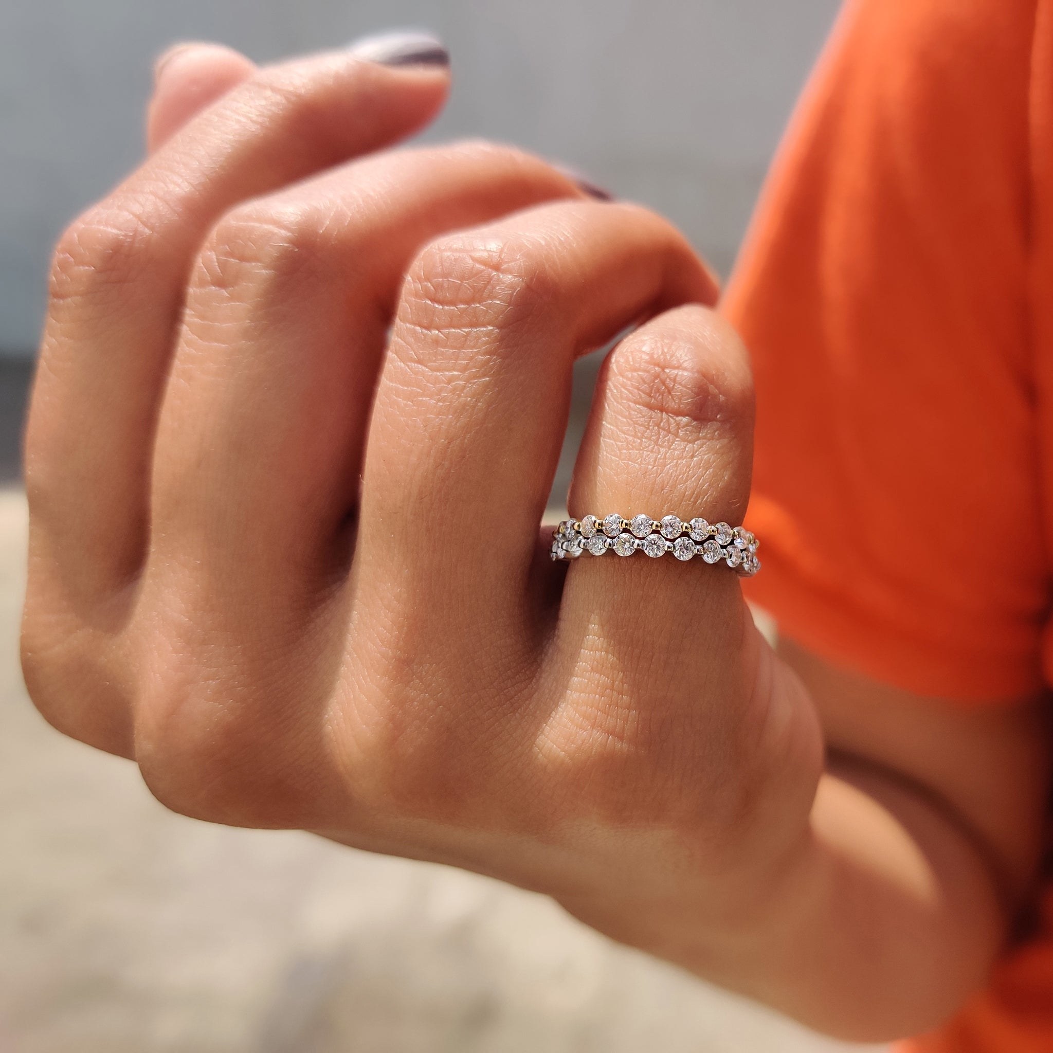 Round Moissanite Full Eternity Band