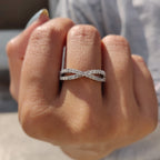 Round Moissanite Crossover Wedding Band
