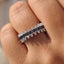 Baguette And Round Cut 3 Row Diamond Band