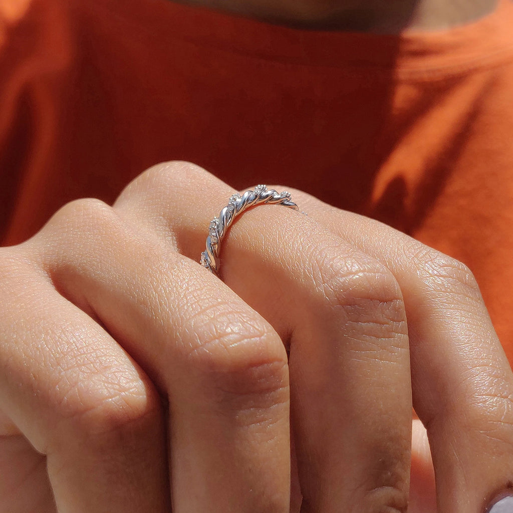 Twisted Eternity Band With Round Moissanite