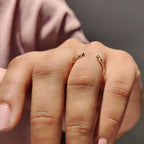Marquise And Round Cut Yellow Gold Diamond Band