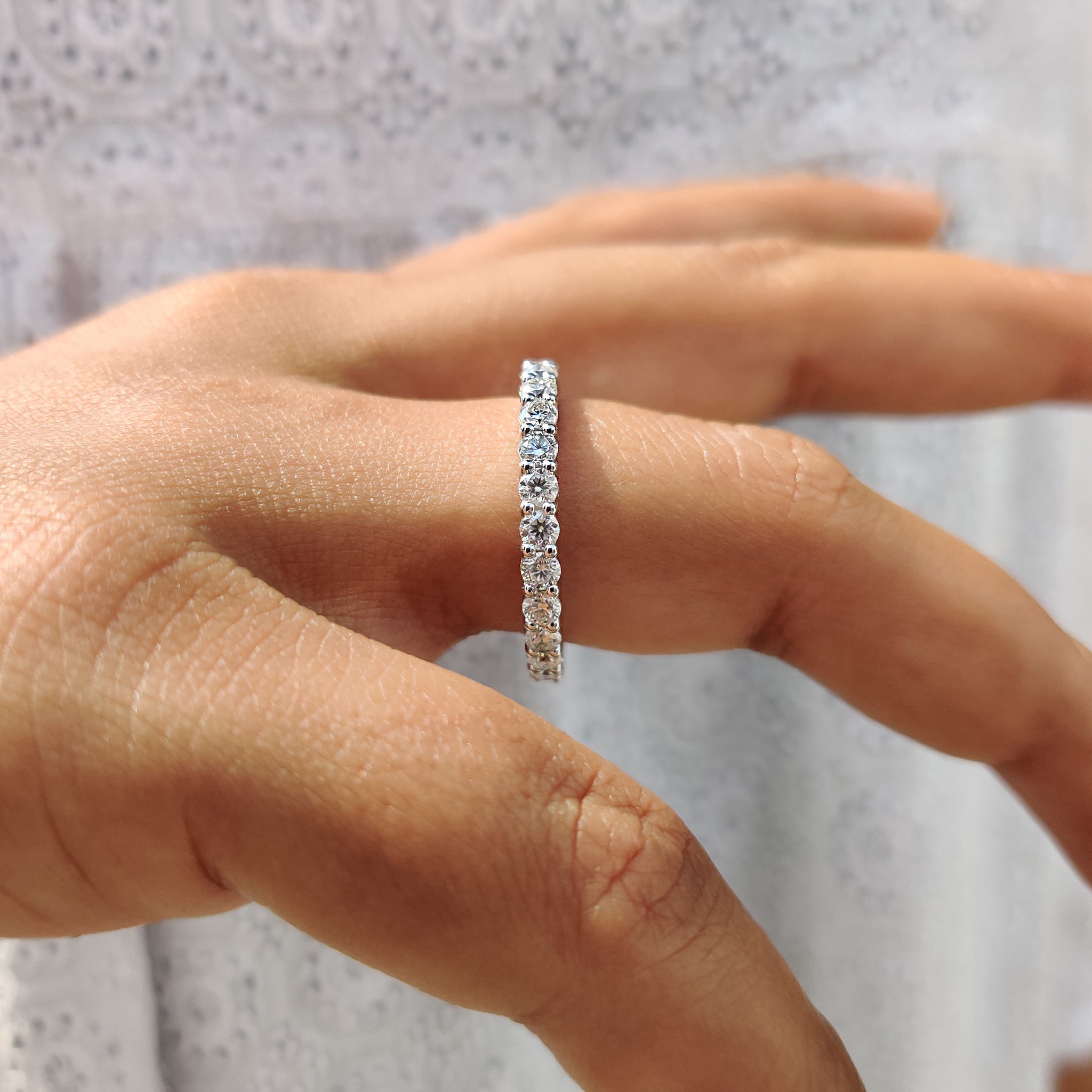 Round Moissanite Eternity Band In Secure Prong