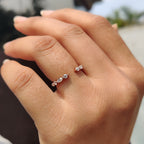 Open Gap Round And Marquise Wedding Band