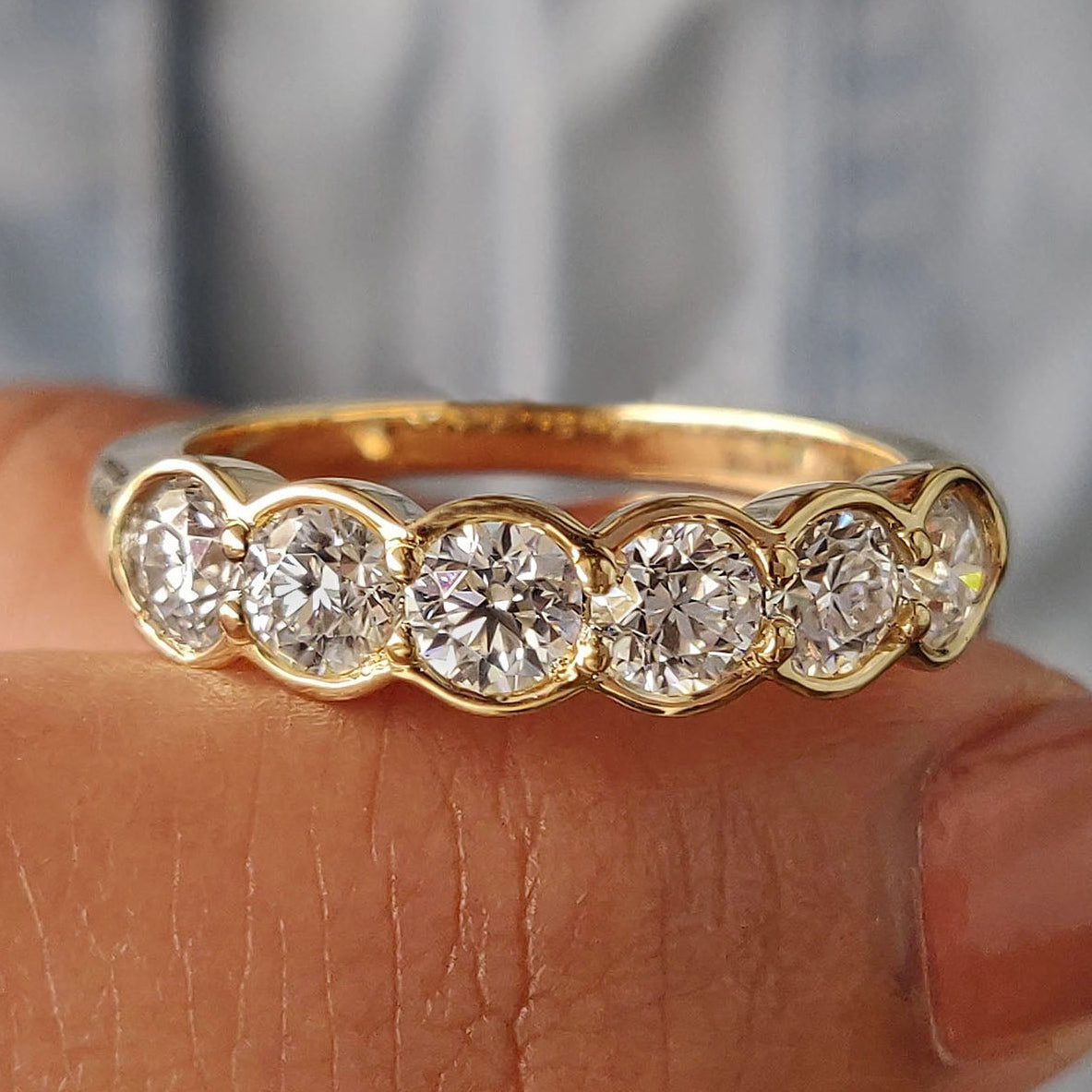 6 Stone Half Eternity Wedding Band Main image