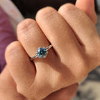 Solitaire Round Engagement Ring In Hexagon Framed