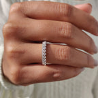 Yellow Gold Band - Round Double Row Pave