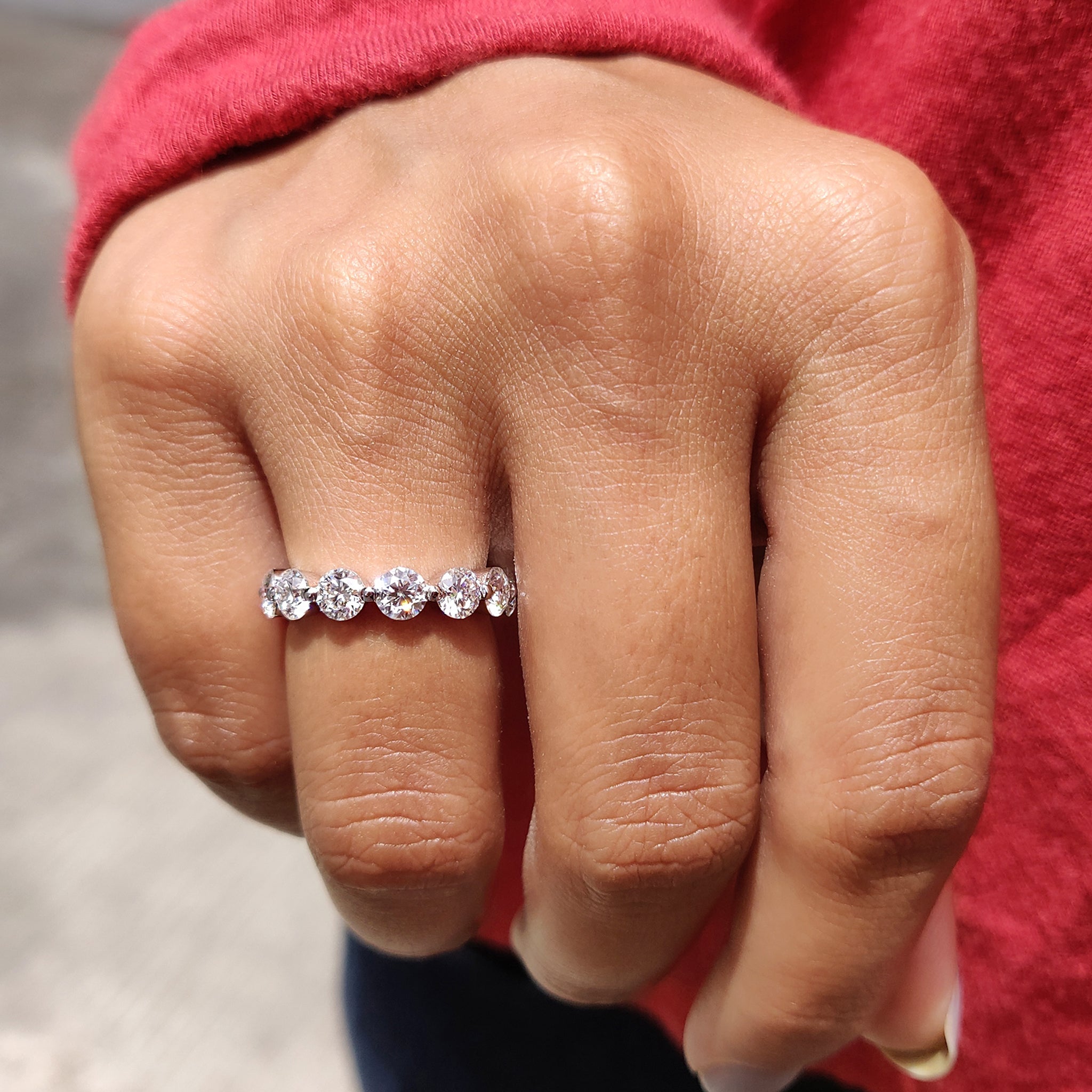 Round Eternity Band With Shared Prong