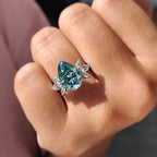 Pear Cyan Blue Engagement Ring With Muse Style