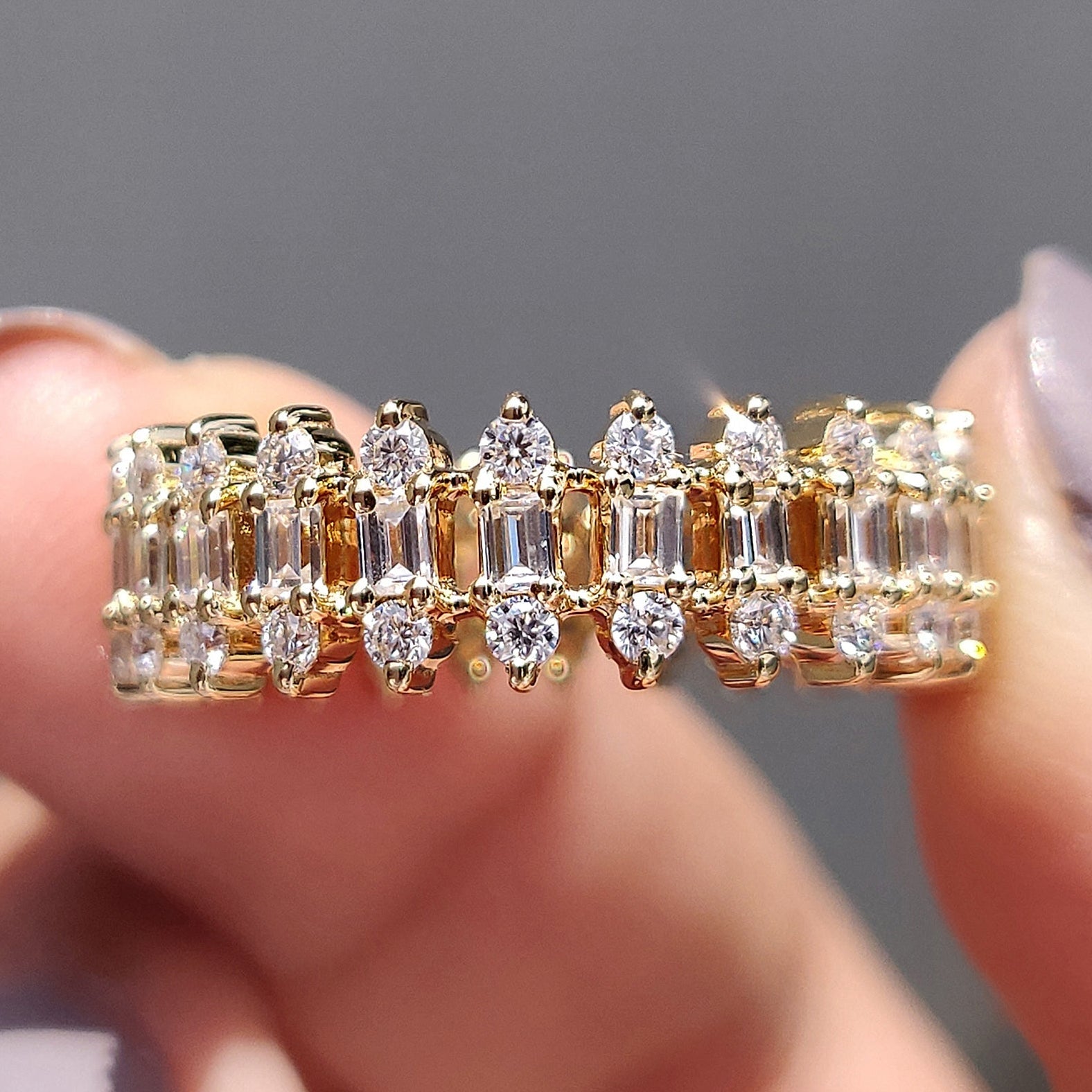 Baguette And Round Wedding Band Full Eternity Setting Main image