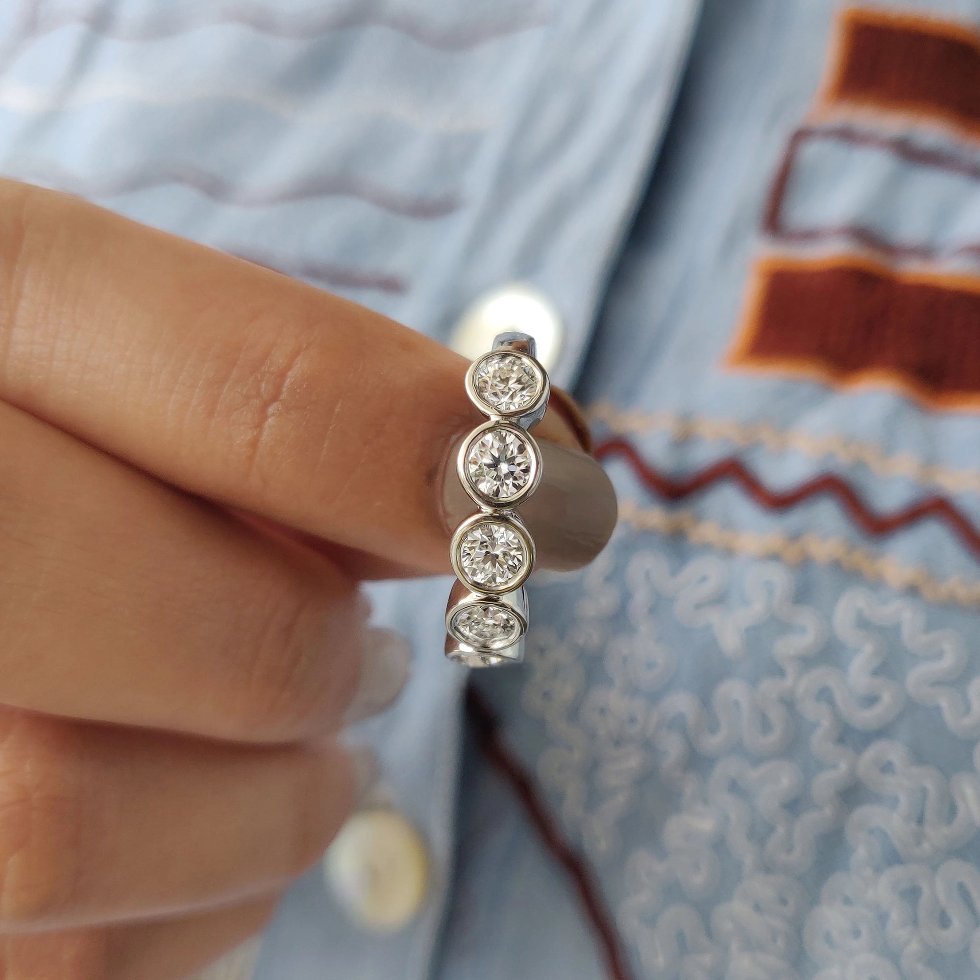 5 Stone Moissanite Band With Round Cut
