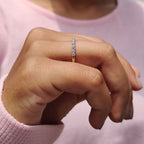 Round Cut Half Eternity Band With French Pave Style