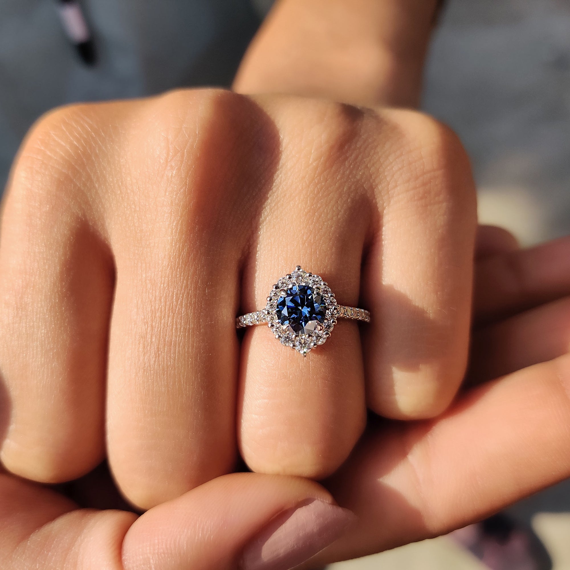 Round Moissanite Halo Engagement Ring