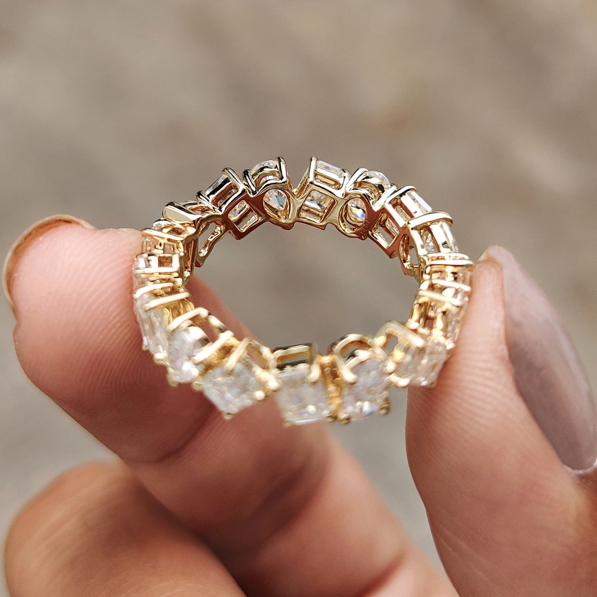 Oval, Pear, Heart, and Emerald Moissanite Multi Shape Eternity Band