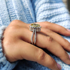 Double Hidden Halo Oval Cut Moissanite Ring